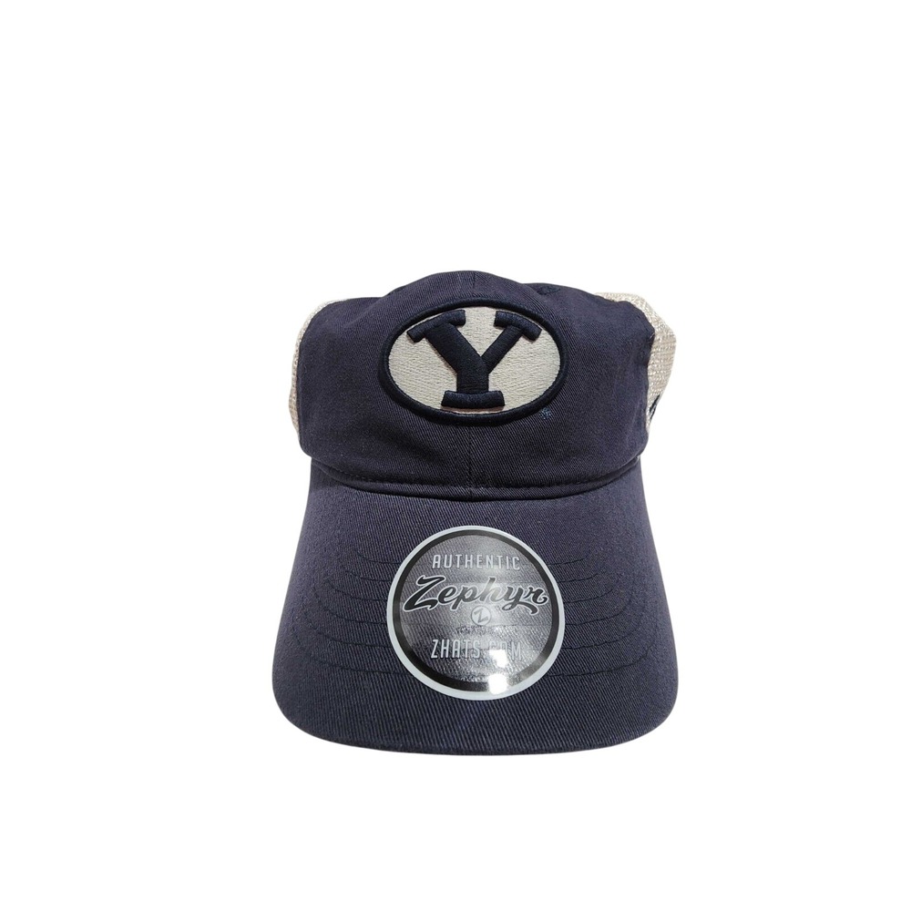 BYU Cougars Zephyr Trucker Meshback Adjustable Snapback Cap Hat Blue White NEW